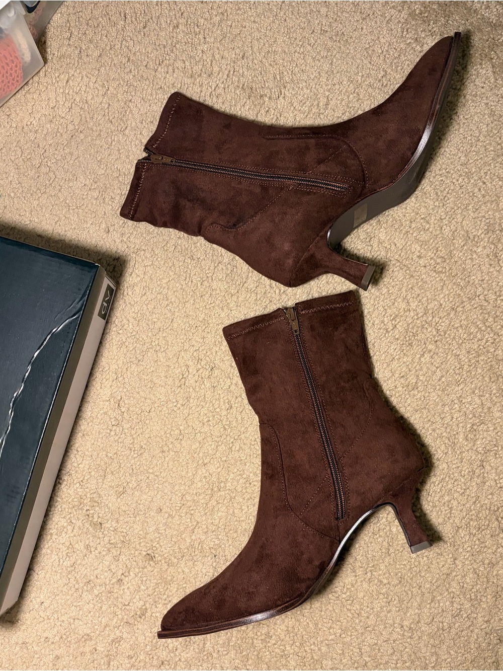 DV by Dolce Vita Lalaña Kitten-Heel Sock Booties in Dark Brown suede NIB NWT - Picture 9 of 10